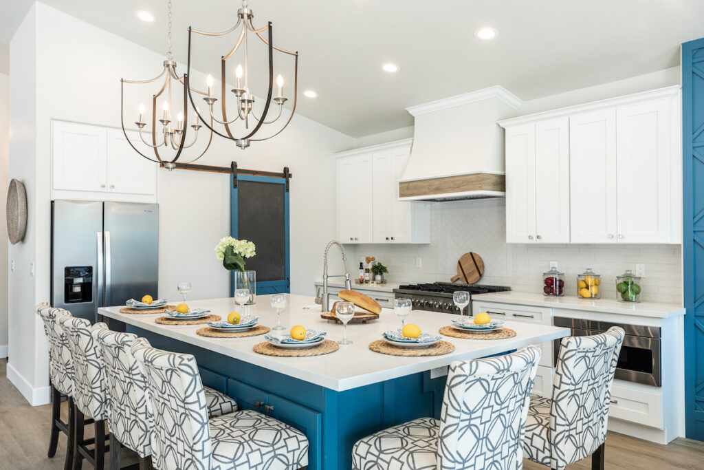 Kitchen Island Colorful Blue Island Crafted Quarters